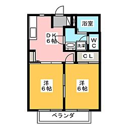 プラネッツハウスA 2Kの間取図画像