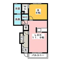 グランツみしま3 1LDKの間取図画像