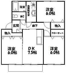 エスポワールミシマA 3DKの間取図画像