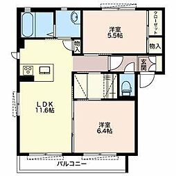 グランコート1 2LDKの間取図画像