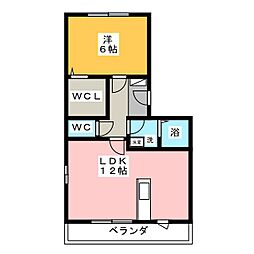 ヴィラ・ラフィーネ 1LDKの間取図画像