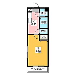 コリンシアン 1Kの間取図画像