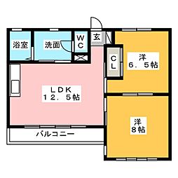 グランツチェリー 2LDKの間取図画像