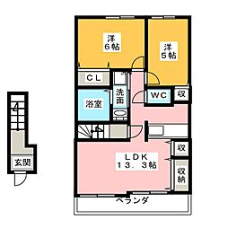 ラフランボワーズ 2LDKの間取図画像