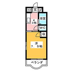 S-PALACE4 1Kの間取図画像