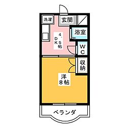 アビタシオン天王2 1DKの間取図画像