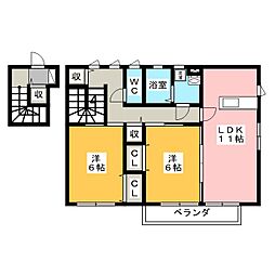 ディアステージ2 2LDKの間取図画像