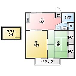 ウッディーハイツS 2DKの間取図画像