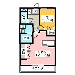 ヒールコート沢田 3階1LDKの間取り