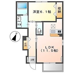 マンダリンウィルIII 1階1LDKの間取り