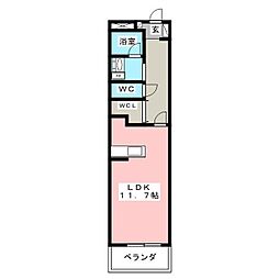 クレストＥ 2階ワンルームの間取り