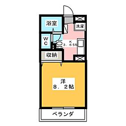 リーフグリーン 1Kの間取図画像