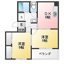 メゾン優 2DKの間取図画像