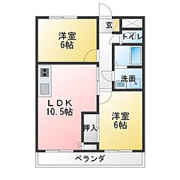 永代マンション 2LDKの間取図画像