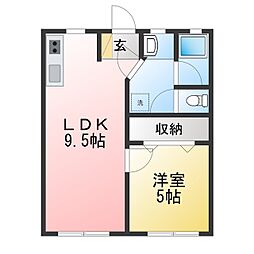 愛喜荘 1LDKの間取図画像