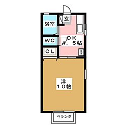 ベイサイドヴィラA 1DKの間取図画像