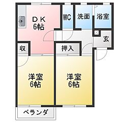 フレグランス高橋B 2DKの間取図画像