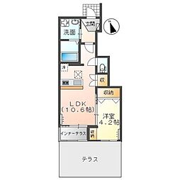 カーサ・デ・アモール 1LDKの間取図画像