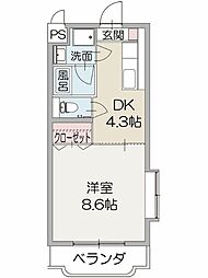 リヴェールHANA 1Kの間取図画像