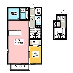 プリムローズ2 1LDKの間取図画像