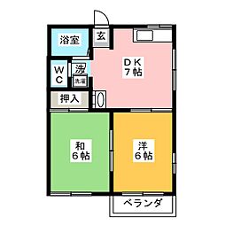 タウニィ松見台 2DKの間取図画像