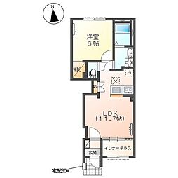 プリベールV 1LDKの間取図画像