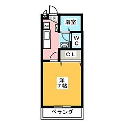 コモドアビターレ 1Kの間取図画像
