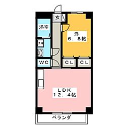 サンセールウエスト 1LDKの間取図画像