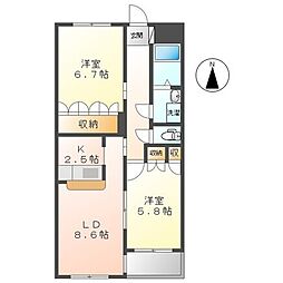 コンブリオ 2LDKの間取図画像
