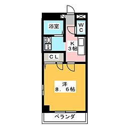 エクレール 1Kの間取図画像