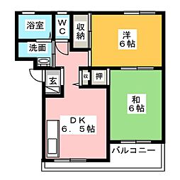五月第二ハイツ 2DKの間取図画像