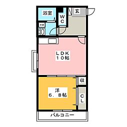 アステール 1LDKの間取図画像