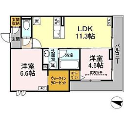 D-Crinum  下土狩II 2LDKの間取図画像