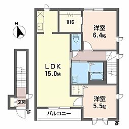 ストロベリーフィールズF 2LDKの間取図画像