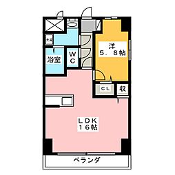 ヴィヴルミュウ 1LDKの間取図画像
