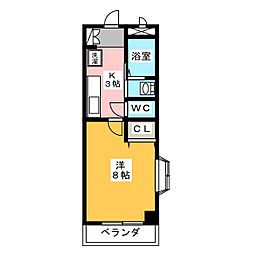 豊ハイツ2 1Kの間取図画像