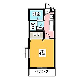 コモドアビターレ 1Kの間取図画像