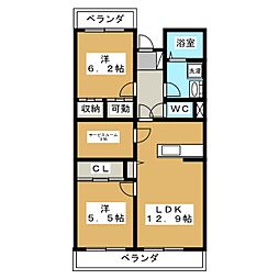 シェーナーヴァルト 2SLDKの間取図画像