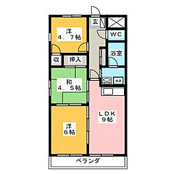 メルベーユ殿岡 3LDKの間取図画像