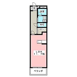 クレストE ワンルームの間取図画像