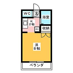 ツインパークせせらぎ東館 ワンルームの間取図画像