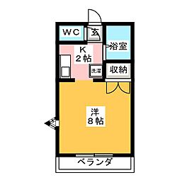 ツインパークせせらぎ西館 ワンルームの間取図画像