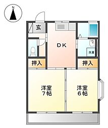ロイヤルプラザ後藤 2DKの間取図画像