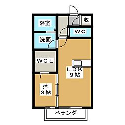 レセンテNS 1LDKの間取図画像