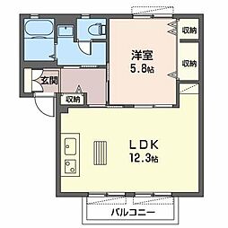 エスペランサハイツB 1LDKの間取図画像