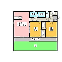 ロージー 1階2LDKの間取り