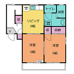 (有)島活会館社員住宅 2DKの間取図画像