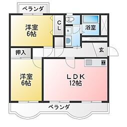 チロリン邑2 2LDKの間取図画像