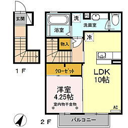 メゾンコリンベールA 1LDKの間取図画像