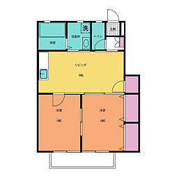 グレイス長野10 2DKの間取図画像